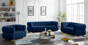 Gwen Velvet Upholstered Chair in Blue - 670Navy-C