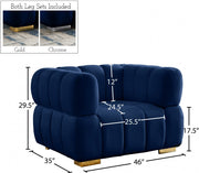 Gwen Velvet Upholstered Chair in Blue - 670Navy-C