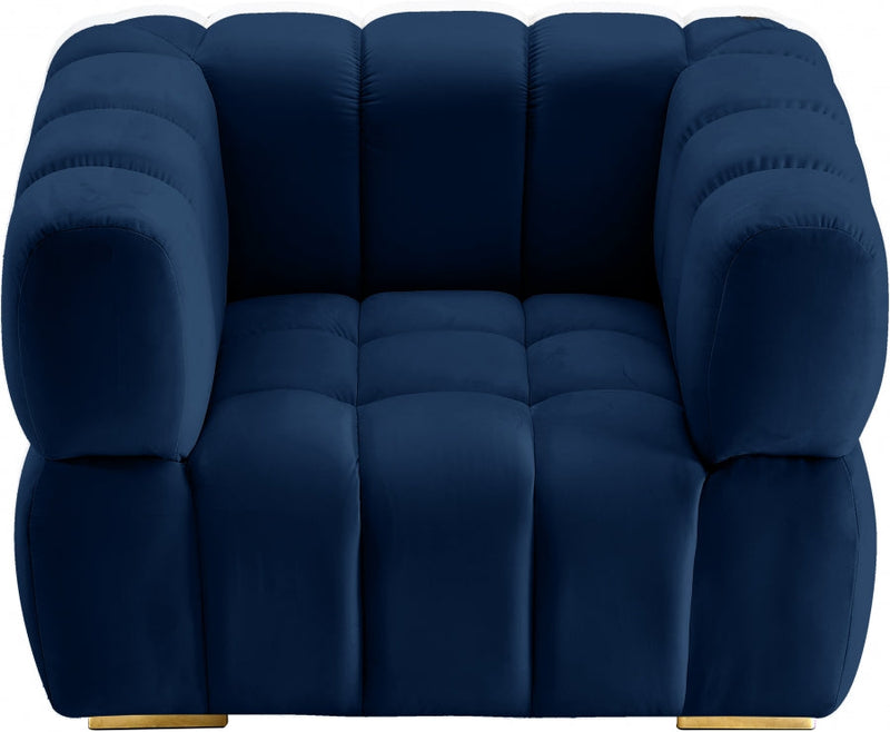 Gwen Velvet Upholstered Chair in Blue - 670Navy-C