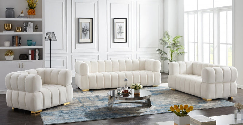 Gwen Velvet Upholstered Chair in Cream - 670Cream-C
