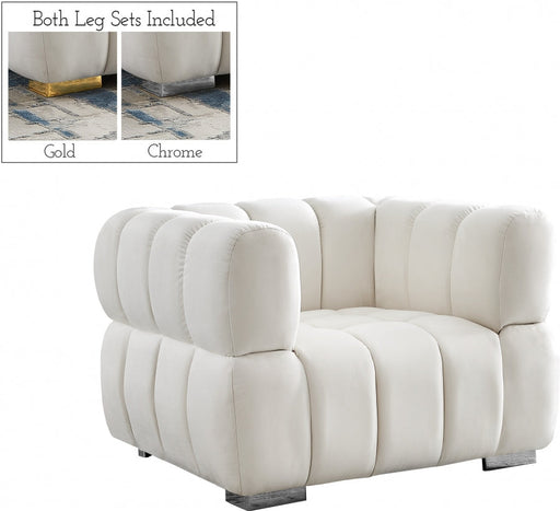 Gwen Velvet Upholstered Chair in Cream - 670Cream-C