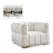 Gwen Velvet Upholstered Chair in Cream - 670Cream-C