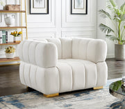 Gwen Velvet Upholstered Chair in Cream - 670Cream-C