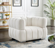 Gwen Velvet Upholstered Chair in Cream - 670Cream-C