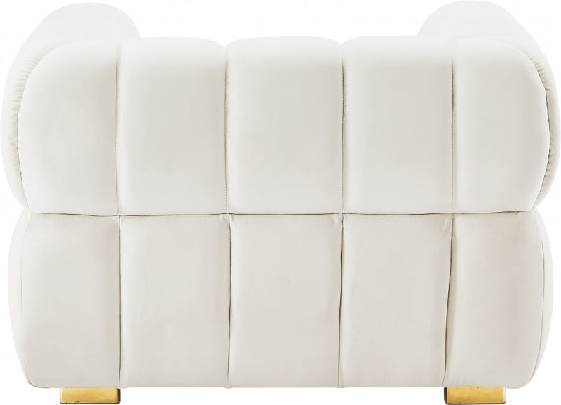Gwen Velvet Upholstered Chair in Cream - 670Cream-C