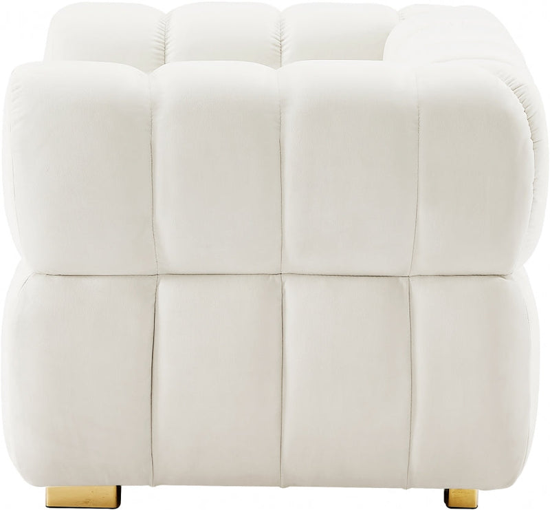 Gwen Velvet Upholstered Chair in Cream - 670Cream-C
