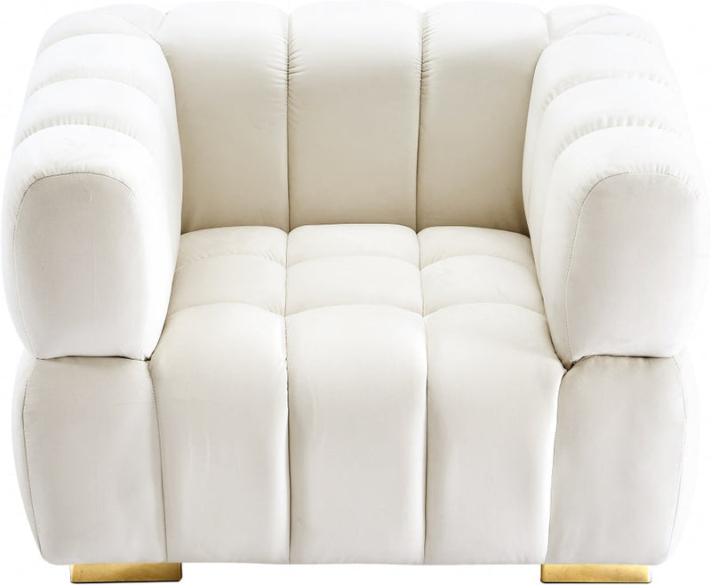 Gwen Velvet Upholstered Chair in Cream - 670Cream-C