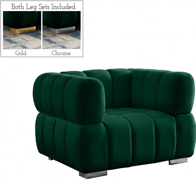 Gwen Velvet Upholstered Chair in Green - 670Green-C