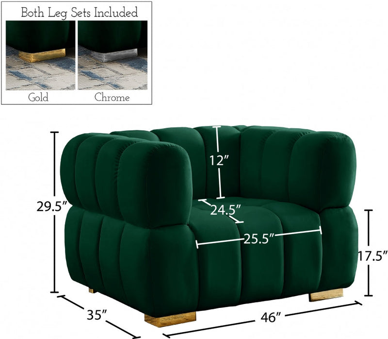 Gwen Velvet Upholstered Chair in Green - 670Green-C