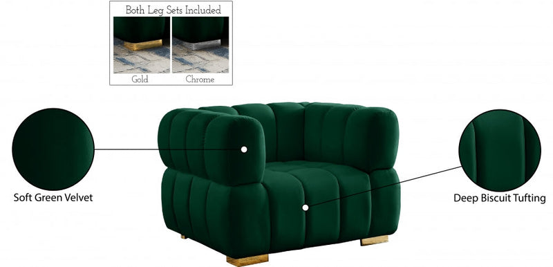 Gwen Velvet Upholstered Chair in Green - 670Green-C