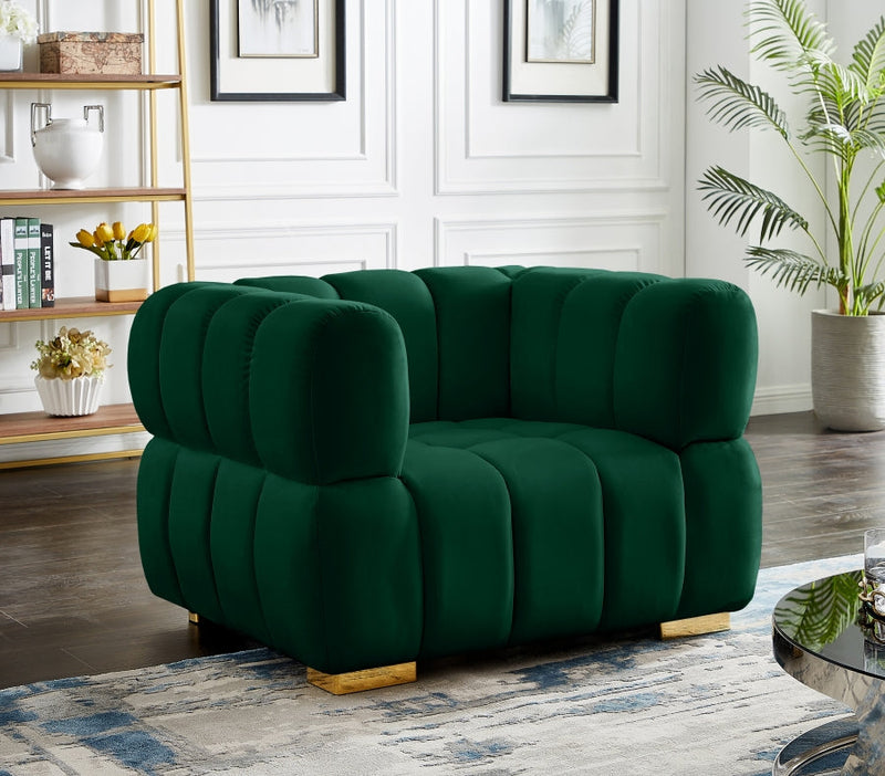 Gwen Velvet Upholstered Chair in Green - 670Green-C
