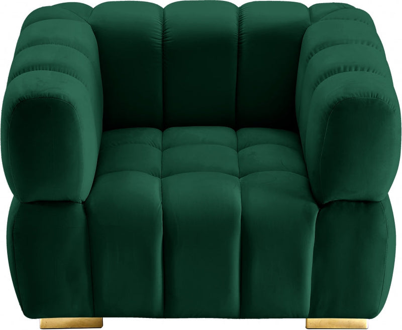 Gwen Velvet Upholstered Chair in Green - 670Green-C