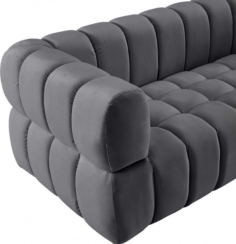 Gwen Velvet Upholstered Chair in Grey - 670Grey-C