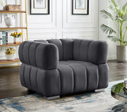 Gwen Velvet Upholstered Chair in Grey - 670Grey-C