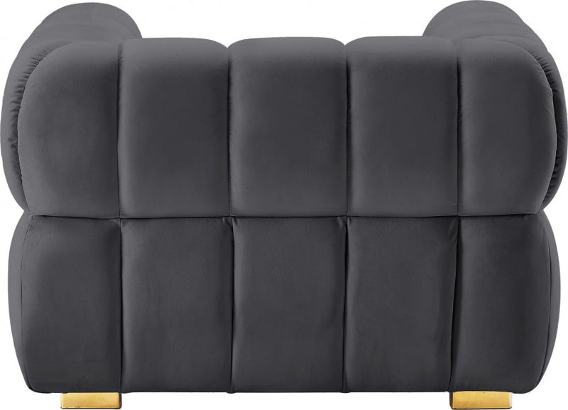 Gwen Velvet Upholstered Chair in Grey - 670Grey-C