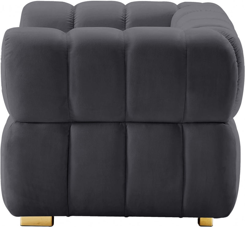 Gwen Velvet Upholstered Chair in Grey - 670Grey-C