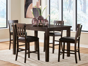 Haddigan Counter Height Dining Table and 4 Barstools in Dark Brown - PKG024549