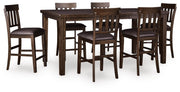 Haddigan Counter Height Dining Table and 6 Barstools in Dark Brown - PKG024550