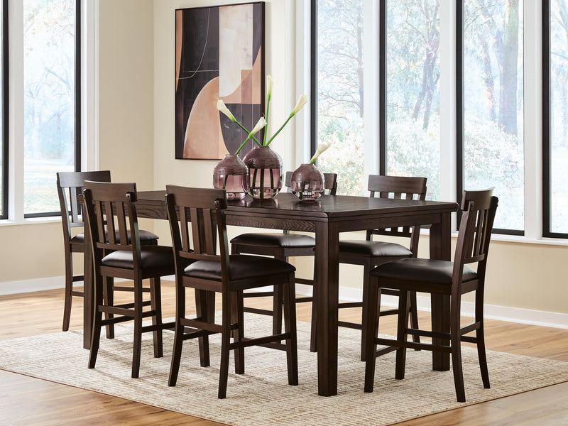Haddigan Counter Height Dining Table and 6 Barstools in Dark Brown - PKG024550
