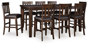 Haddigan Counter Height Dining Table and 8 Barstools in Dark Brown - PKG024551