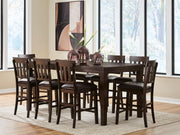 Haddigan Counter Height Dining Table and 8 Barstools in Dark Brown - PKG024551