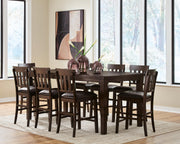 Haddigan Counter Height Extension Table and 8 Barstools - D596D12
