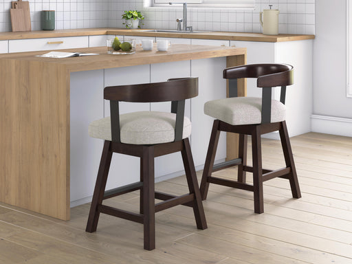 Haddigan Dark Brown Counter Height Barstool, Set of 2 - D596-224
