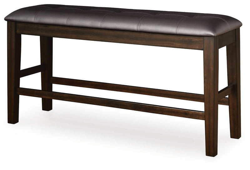 Haddigan Dark Brown Counter Height Dining Bench - D596-09