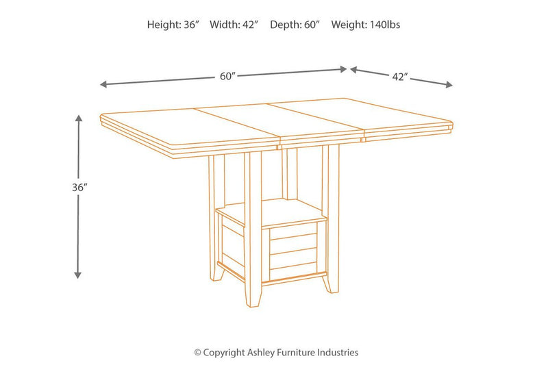 Haddigan Dark Brown Counter Height Dining Extension Table - Gate FurnitureCounter Height Table