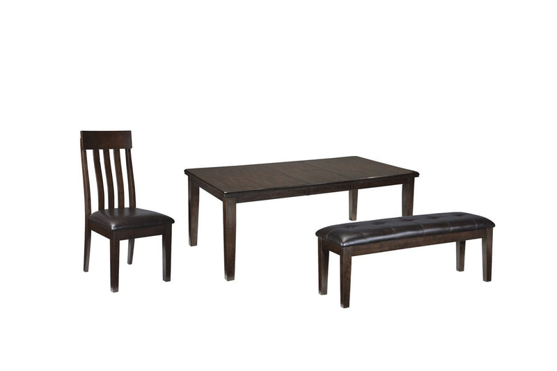 Haddigan Dark Brown Dining Table with 4 Chairs and Bench - Gate FurnitureDining Room Set