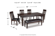 Haddigan Dark Brown Dining Table with 4 Chairs and Bench - Gate FurnitureDining Room Set