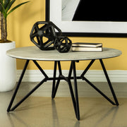 Hadi Round SmartTop Coffee Table Cement and Gunmetal - 736178