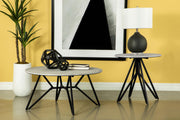 Hadi Round SmartTop Coffee Table Cement and Gunmetal - 736178