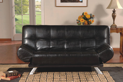 Hadrian Black Pvc Click - Clack Futon Sofa With Adjustable Arms - Gate FurnitureFuton