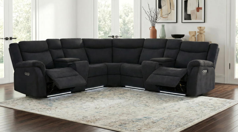 Hagen Upholstered Power Reclining Sectional Sofa Steel Grey - 600500P