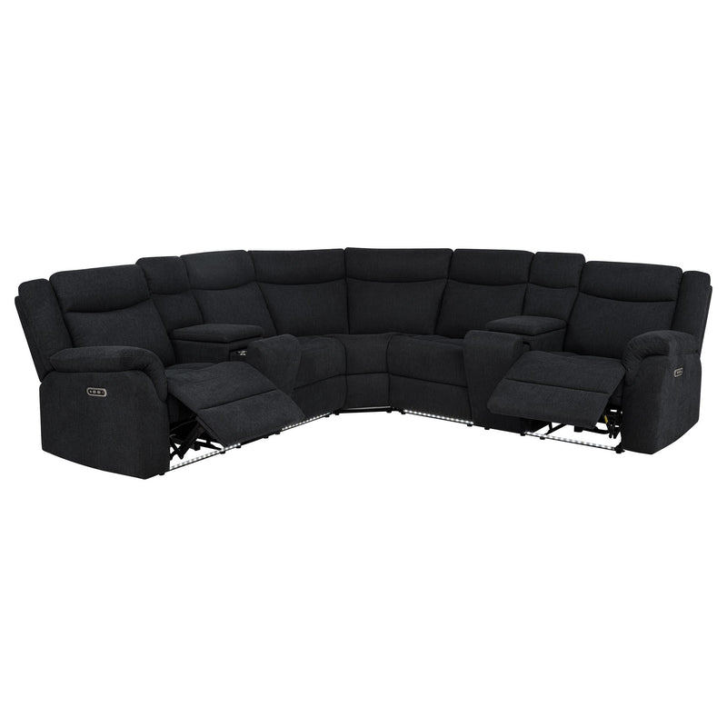 Hagen Upholstered Power Reclining Sectional Sofa Steel Grey - 600500P