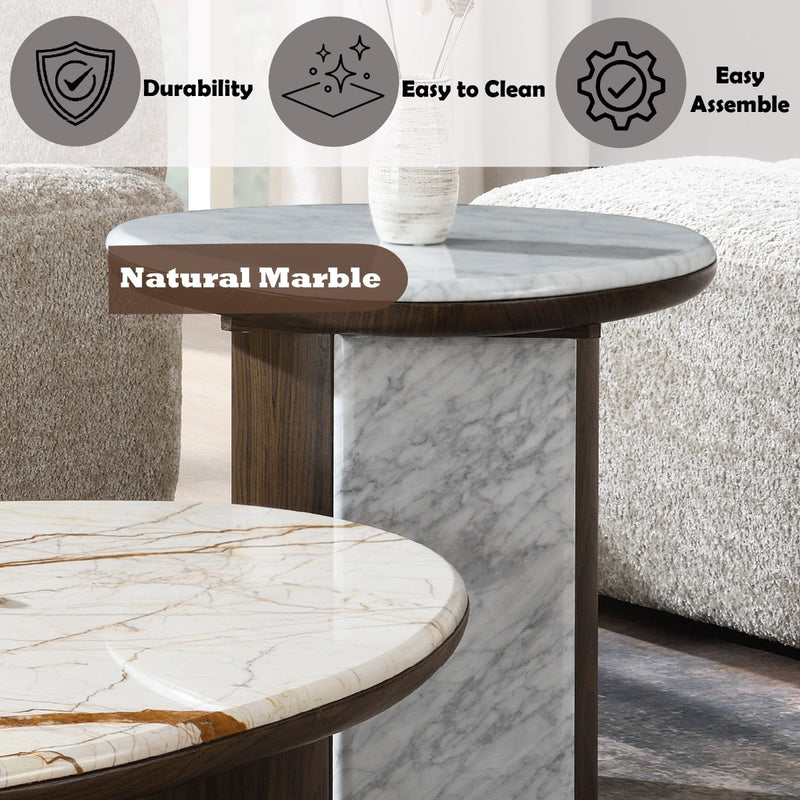 Haidar End Table w/Natural Marble - LV04566