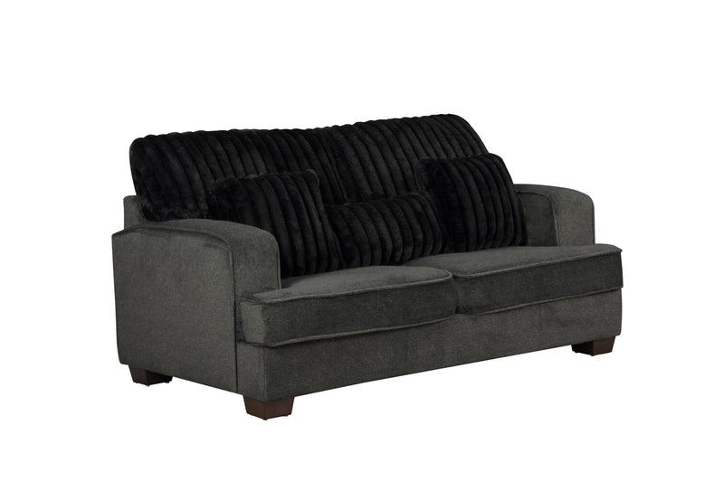 Haisley - Dark Gray Loveseat with Channel Tufted Back - L403-L