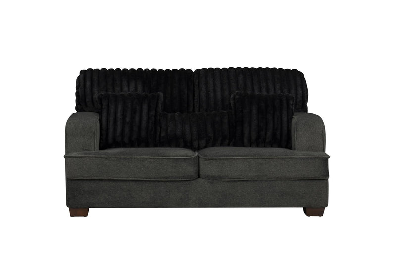 Haisley - Dark Gray Loveseat with Channel Tufted Back - L403-L