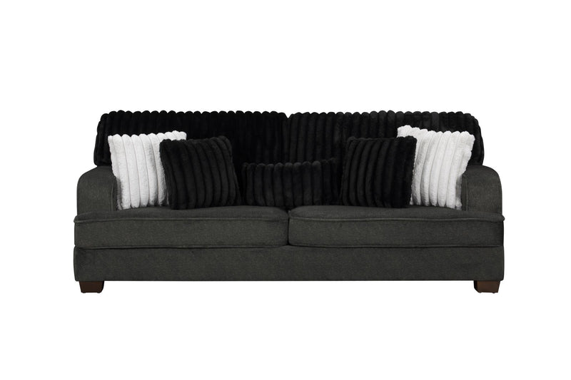 Haisley - Dark Gray Sofa with Channel Tufted Back - L403-S