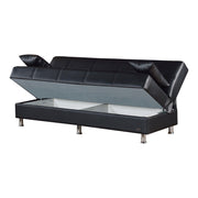 Halifax 75 in. Convertible Sleeper Sofa in Black with Storage - Gate FurnitureSleeper Sofa