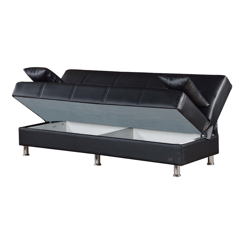 Halifax 75 in. Convertible Sleeper Sofa in Black with Storage - Gate FurnitureSleeper Sofa