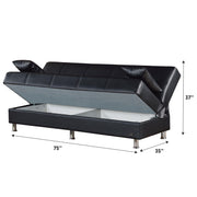 Halifax 75 in. Convertible Sleeper Sofa in Black with Storage - Gate FurnitureSleeper Sofa