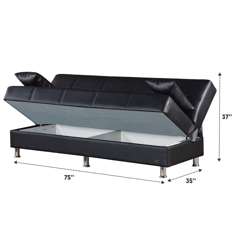 Halifax 75 in. Convertible Sleeper Sofa in Black with Storage - Gate FurnitureSleeper Sofa