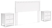 Hallityn Full Panel Headboard with 2 Nightstands in White - PKG019035