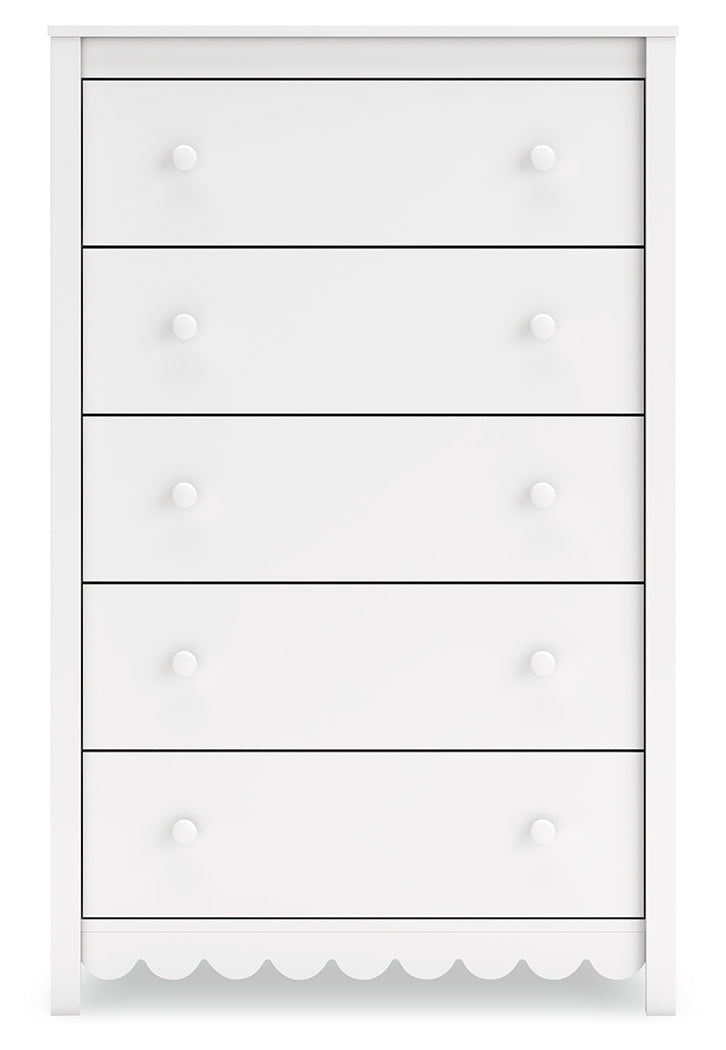 Hallityn Full Panel Headboard with Dresser and Chest in White - PKG018834