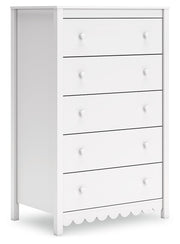 Hallityn Full Panel Headboard with Dresser, Chest and 2 Nightstands in White - PKG019034