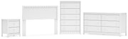 Hallityn Full Panel Headboard with Dresser, Chest and Nightstand in White - PKG018835