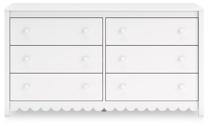 Hallityn Full Panel Headboard with Dresser in White - PKG018832