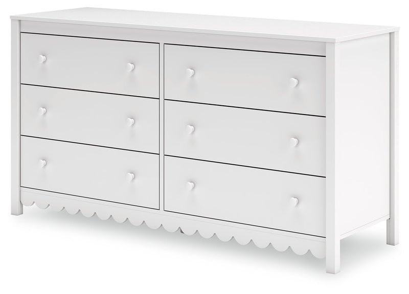 Hallityn Full Panel Headboard with Dresser in White - PKG018832